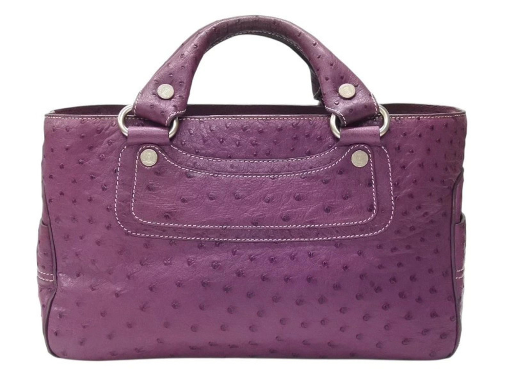 Celine Boogie Bag Handbag Ostrich leather purple